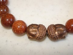 6″ Stretch Magic EASY ON OFF No Clasp Natural 8mm Goldstone Gem Buddha Bracelet