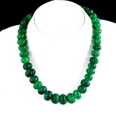 Attractive Carved Green Emerald 522.00 Cts Beaded Necklace Jewelry VK 39 E674