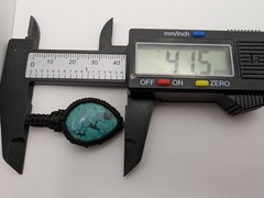 Natural Turquoise Stone Cord Wrapped Macrame Pendant Charm. 41mm x 22mm. 3 Grams