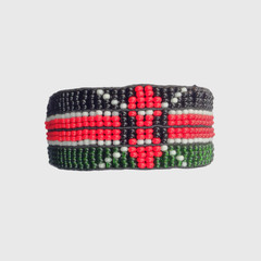 Wrist Band Bracelet Maasai Masai Beaded Kenyan Flag with Elastic Men Size 8″
