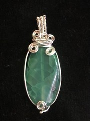 SA1005 – Wire Wrapped Green Dragon Vein Agate Marquise Pendant