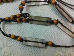 Artisan Handcrafted Abalone Shell Wood Bead Mod Boho Cord Bohemian Long Necklace