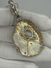 Abalone Paua Shell Pendant Necklace Wrapped Silver Tone Artisan Boho Statement