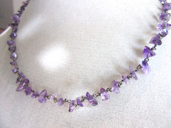 Wired Amethyst chips necklace with hook clasp – 18″ long