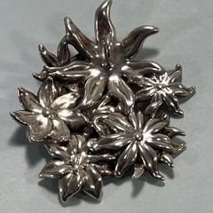 VTG 3″ Sterling Silver 925 Puffy Hibiscus Flower Statement PENDANT BROOCH Israel