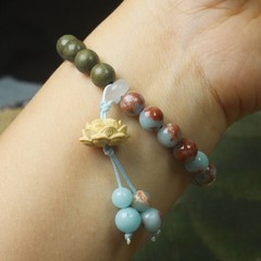8mm Ebony and Shoushan Stone Prayer Bead Bracelet Mala Beads for Men and Women