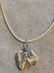 Pucture Jasper Pendant On A Beige Hemp Necklace