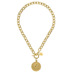 Susan Shaw Gold USA 250 Coin Toggle Front Necklace 24kt TGP 16″ $136 MSRP New!