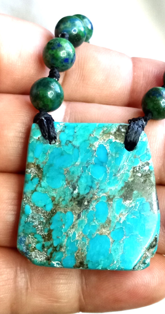 Turquoise genuine from Arizona, Azurite beads, Adjustable and Hand Braided.