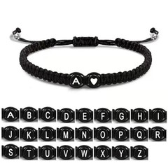 Initial Heart Bracelet Personalized 26 Alphabet Braided Adjustable Bracelet Gif