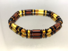 Amber Bracelet Gift Big Size Unisex Baltic Amber Beads Tablet Barrel Round 7645