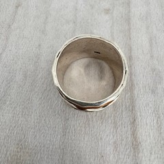Sterling Silver Stacked Spinner Ring with Brass & Copper Stamped 925 Size 7-8