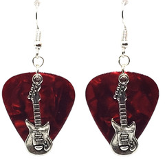 Electric Guitar Charm Guitar Pick Earrings – Choose Color – Handmade in USA