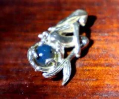 Natural Clear Volcanic Blue Amber .925 Sterling Silver Mermaid Nixe Pendant