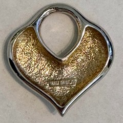 Modernist Sculptural Heart Pendant Made/USA Silver-Tone Metal 80s/90s Minimalist
