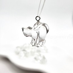 Swarovski Cat Pendant with Sterling Silver Ring – Crystal Animal Charm
