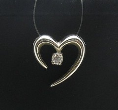 Stylish sterling silver pendant Heart hallmarked solid 925 with 3mm round CZ