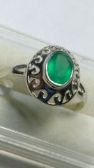 CUTE SEA GREEN CHALCEDONY IN STERLING SILVER 925 RING SIZE 9.25!