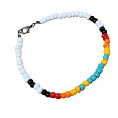 Handcrafted Multi Color Seed Bead Bracelet White Black Red Orange Yellow Blue