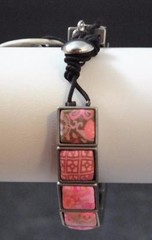 Jilzara Vintage Pink Square Wrap Bracelet Polymer Clay Beads Handmade B7