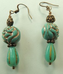 Czech Etched Bead Earrings Bohemian Chic Handcrafted Jewelry