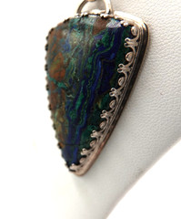 OUT OF THIS WORLD AZURITE, MALACHITE, CUPRITE PENDANT SET IN STERLING SILVER WOW