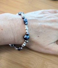 CA Artist Handmade Natural Mabe Blister Pearl & Sterling Silver Bracelet M – L