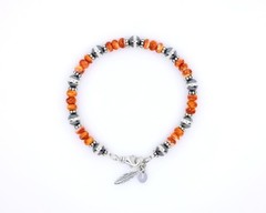 Orange Spiny Oyster Bracelet, Sterling Silver Navajo Pearls & Lobster Clasp