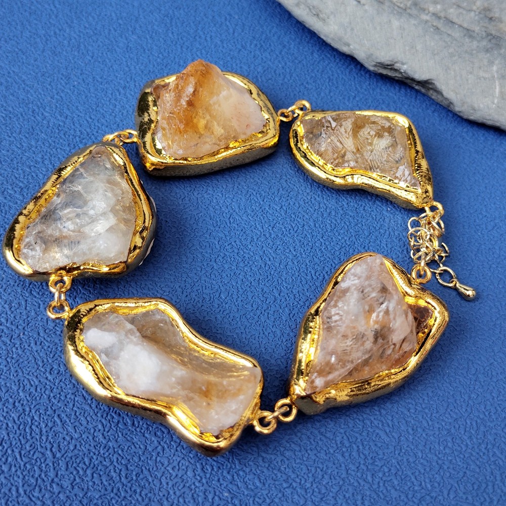 27x34mm Real Citrine Rough Raw Cuff Bangle Bracelets