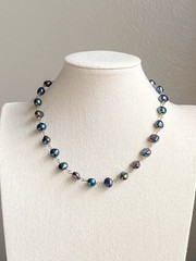 Baroque Peacock Pearl Necklace Sterling Silver 925 Wire Wrapped 18” Handmade