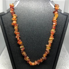 Artisan natural stone beads/chips sterling silver necklace boho single strand