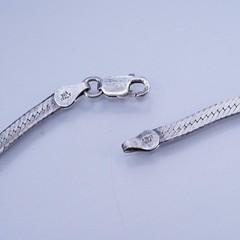 24” 3mm, vintage Italy Sterling 925 silver herringbone chain necklace