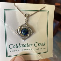 Ken Kantro Dolphins Sterlng Silver & Malachite Azurite, Necklace Pendant 925