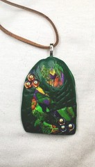 OOAK Polymer Clay And Genuine Swarovski Crystal Cobochons Pendant Or Hanger