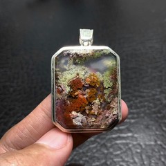 Scenic Moss Agate Pendant 38x28x5mm High Quality 66.5 ct 925 Sterling Silver