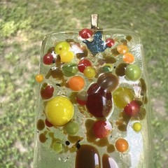 Artisan Bohemian Style Colorful Art Deco Fused Glass Rectangle Pendant ONLY