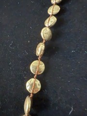 Artisan Made Boho Tribal Hammered Brass Bead Necklace With S Hook Clasp