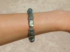 Labradorite Stretch Bracelet Stone of Magic Size 7.25 in High Quality Gemstone