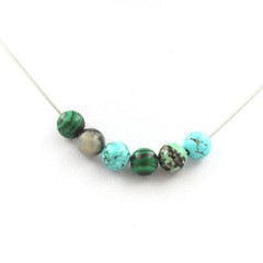 Chrysocolla Bead Necklace From Namibia + Howlite Turquoise + Malachite Chain