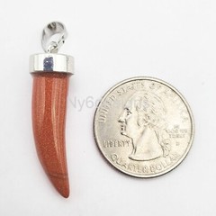 Natural Gemstone Horn Pendant Necklace Making Amethyst Tiger Eye Opalite Onyx