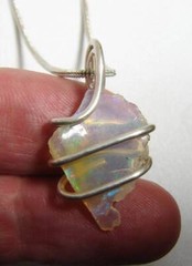 Ethiopian Opal Pendant Necklace, Sterling Raw Opal, October Birthstone #22