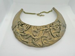 Collar Bib Faux Leather Statement Necklace Polymer Clay Unique gift for Her
