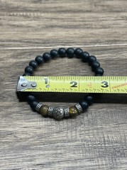 Handmade Floral Black Beaded Bracelet Elastic Band KG JD