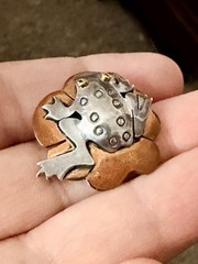 FAR FETCHED Lily Pad Frog Handmade Cut-out 925 Sterling, Brass & Copper