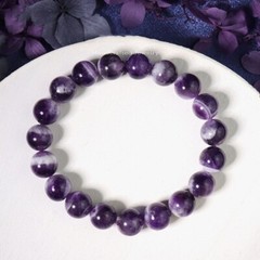 Natural Chevron Amethyst Beaded Crystal Healing Power Natural Men Women Bracelet