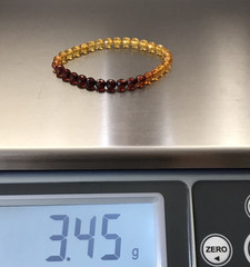 Amber Bracelet Gift FACETED Round Beads Baltic Amber Ombre Rainbow Colorful 8016