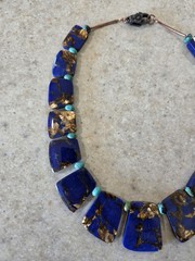 Blue Lapis Lazuli & Bronite Collar Necklace Artisan Design USA
