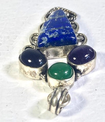 Lapis Lazuli Amethyst Green Onyx 4 Gemstone Handcrafted Pendant 10g 2.5 «