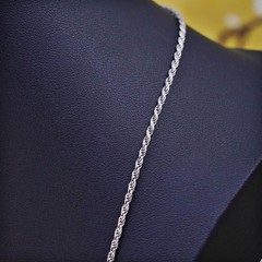 24″ 2mm, vintage faded gold over Sterling silver necklace, Italy 925 rope chain