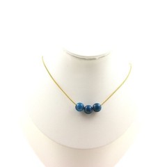 Necklace 3 Beads Apatite 0 5/16in Chain Steel Golden Stainless Necklace Women